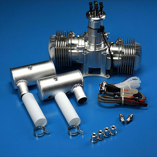 DLE-170 170cc Twin Gas Engine with Electronic Ignition and Mufflers